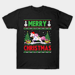 Funny Unicorn Animal Lover Xmas Lighting Unicorn Christmas T-Shirt